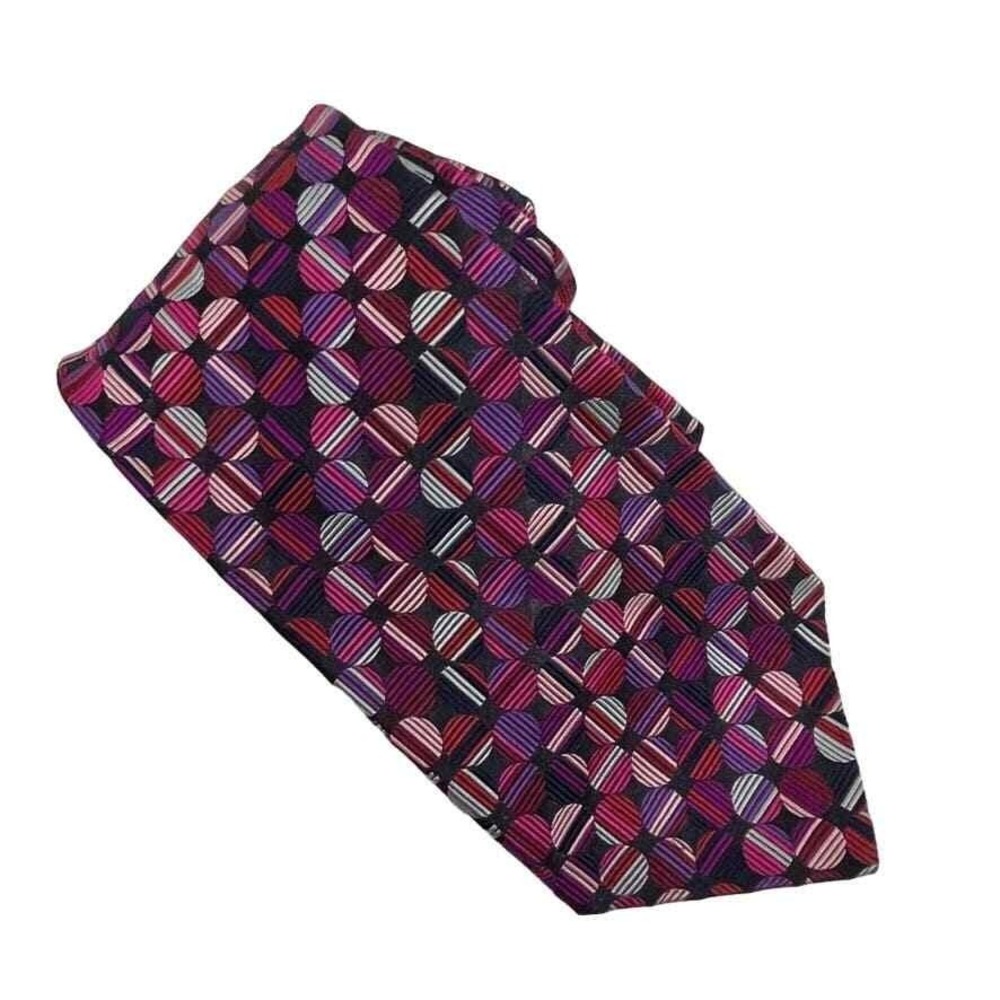 Duchamp London Silk Tie Dandy Maximalist Pink Purple Geometric Woven Luxury Tie